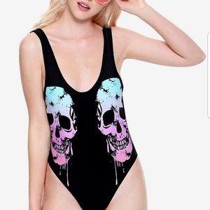 Two skulls highrise one piece swimsuit size large
